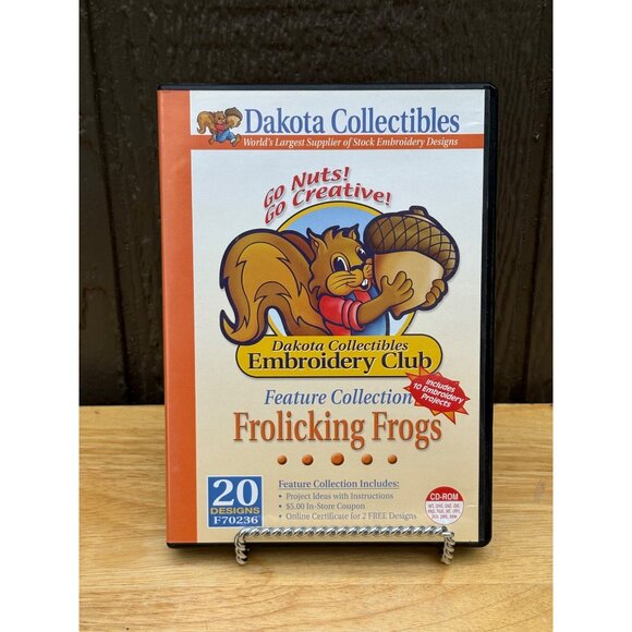 Dakota Collectibles Frolicking Frogs Embroidery CD 4x4 Sewing Field 20 Designs - Picture 1 of 4
